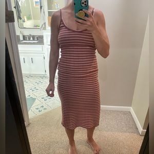 Striped Rib Knit Bodycon Dress| Medium